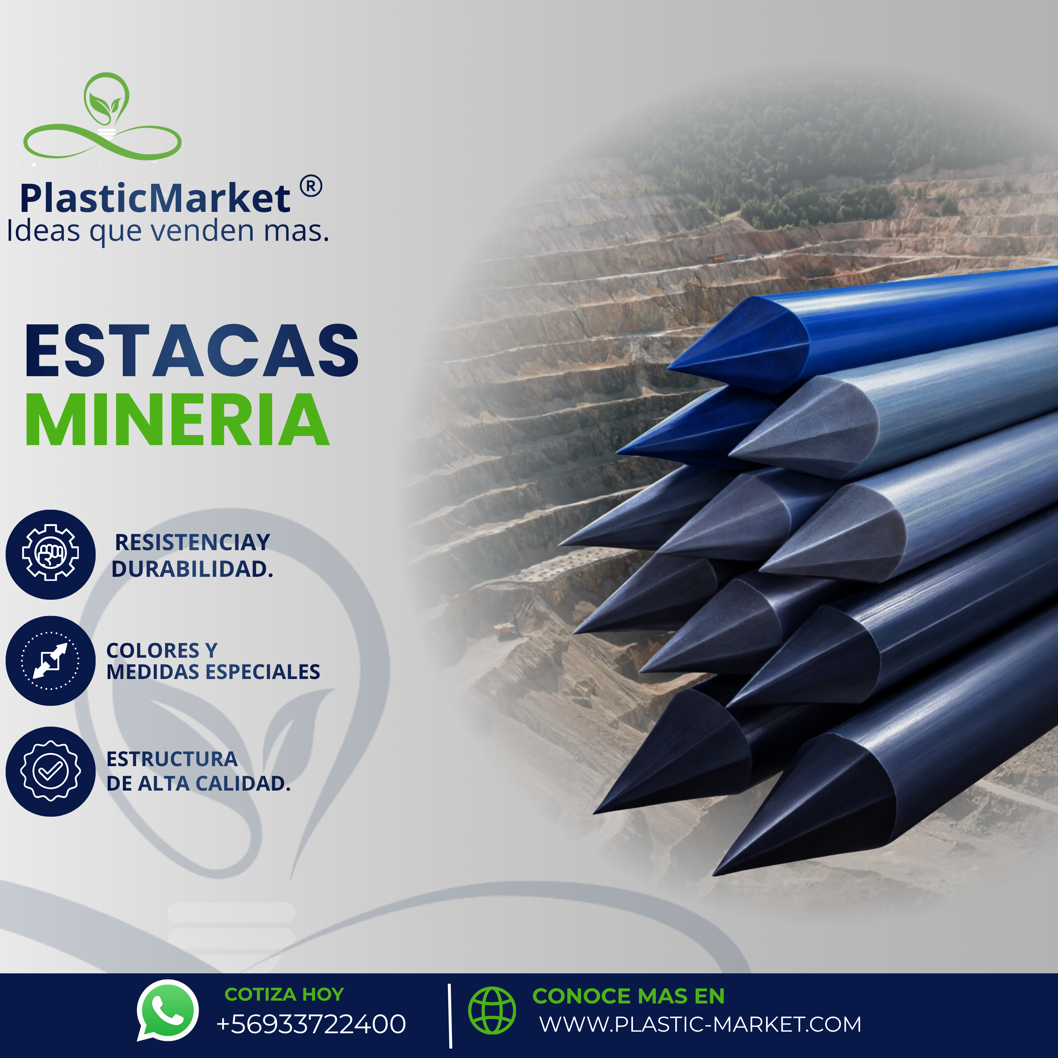 estaca plástica de señalización para minería