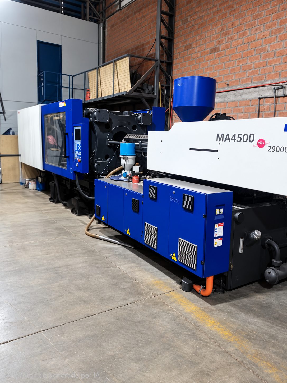 Máquina inyectora de plástico MA4500 en la planta de PlasticMarket en Santiago