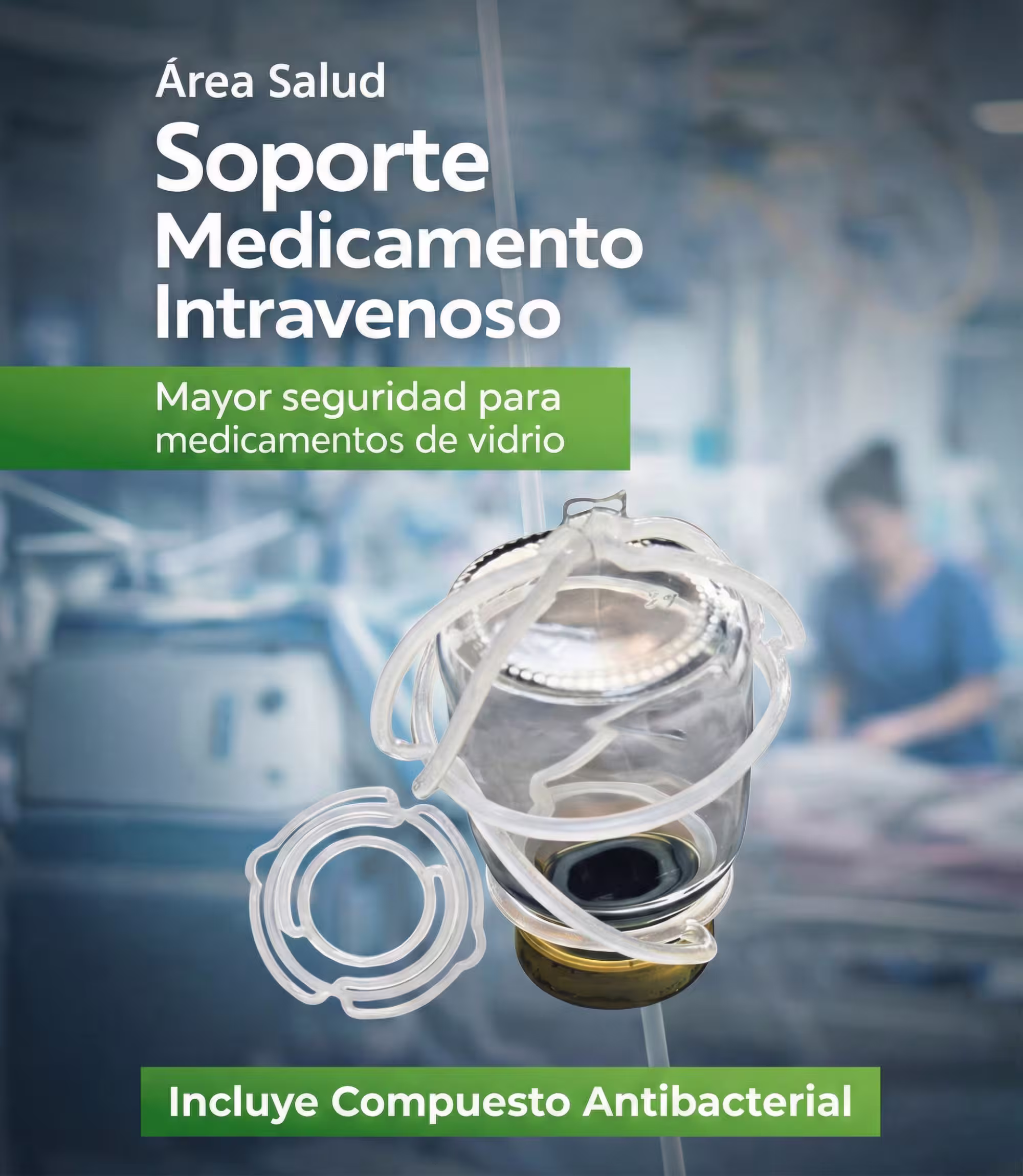 Soporte para Medicamento Intravenoso (Vidrio) con Antibacterial